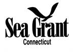 Logo. Blue text on white background. Sea Grant Connecticut with a Blue bird